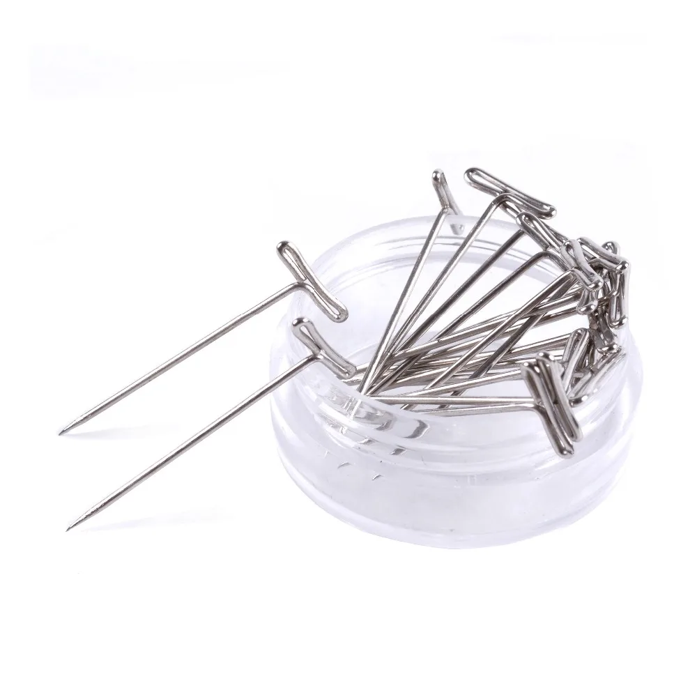 50pcs T-pins (32mm) For Wig On Foam Head Style T Pin Needle Brazilian  Indian Mannequin Head Type Sewing Hair Salon - Hook Needle - AliExpress