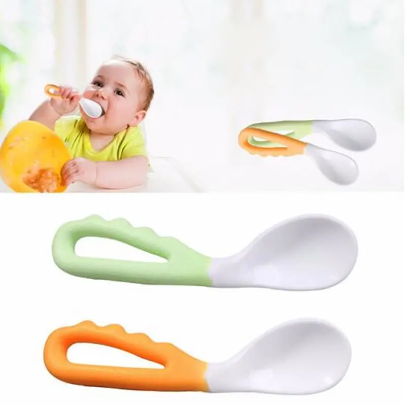Baby food supplement feeding spoon children's products curved handle easy to grasp children tableware baby diet training