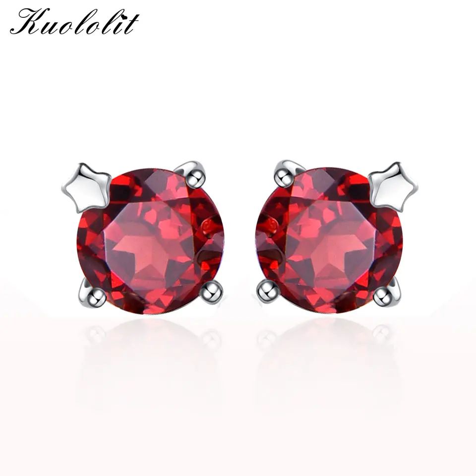 Kuololis 2.0ct натуральный гранат чистый твердый 925 стерлингового серебра серьги