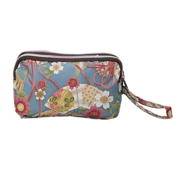 

3 Zipper Women Purse Wristlet Bag Waterproof Cell Phone Pouch Handbag Wallet