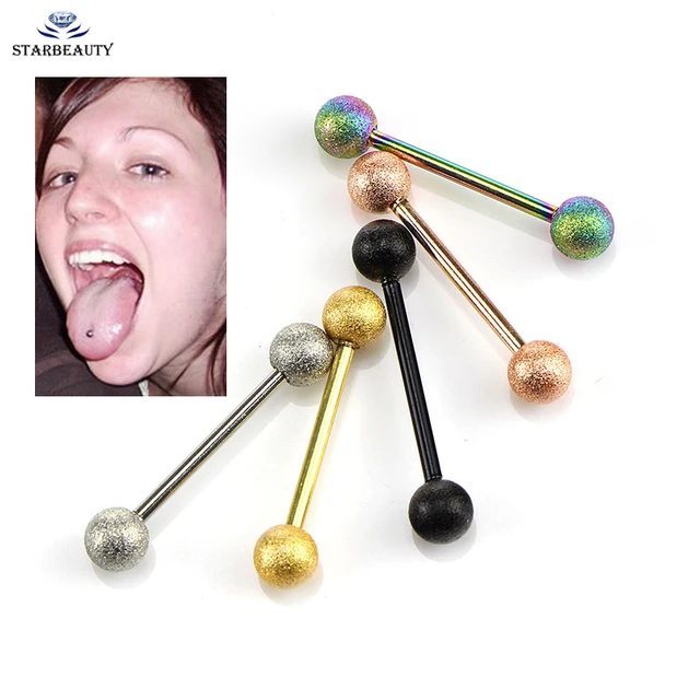 1Pc Rose Gold Color 1.4*16mm Piercing Tongue Rings Stainless Steel