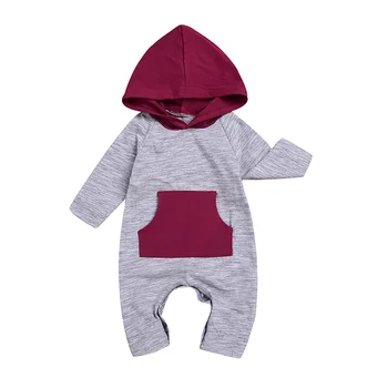 

Children Kids Girl Boy Bodysuit Jumpsuit Jumper Long Sleeve Cute Hoodie With Pocket NSV775