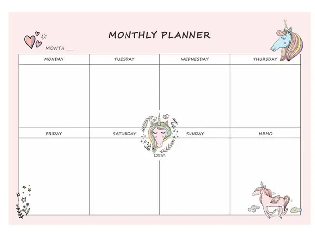 creative unicorn design a4 monthly planner paper 20 sheets free
