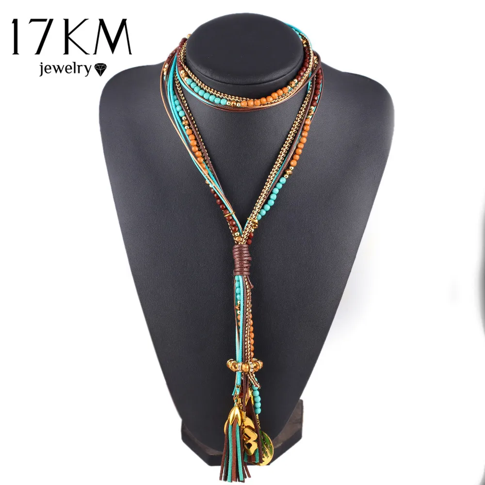 

17KM Maxi colar Facet Beads Necklaces For Women Fashion Multi layer Long Necklace Statement Jewelry Collares Collier joyas