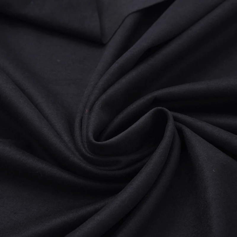 

150CM Wide 450G/M Wool Viscose Cashmere Lycra Knitted Black Fabric for Autumn and Spring Dress Jacket Suit Coat H140