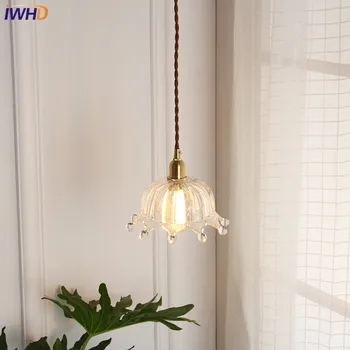 

IWHD RH Nordic Copper LED Pendant Lights Glass Lampshade Hanglamp Simple Modern Suspension Luminaire Retro Loft Home Lighting