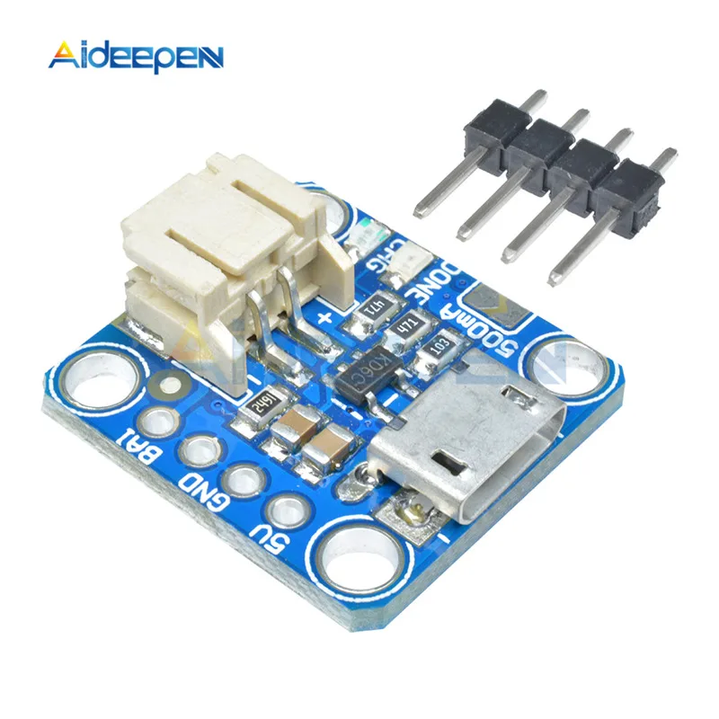 

Micro-Lipo 5V Micro-B USB Battery Charger Board 3.7V/4.2V Lithium Polymer Lithium Battery Constant Current Charge 100mA With LED