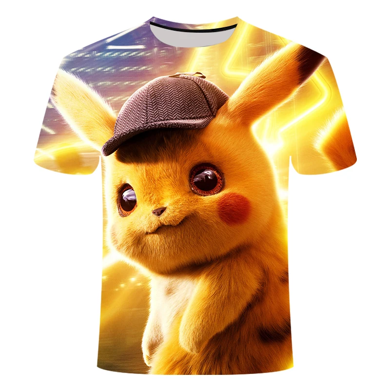 Футболка для мужчин и женщин с 3D фильмом Detective Pokemon Pikachu летняя повседневная