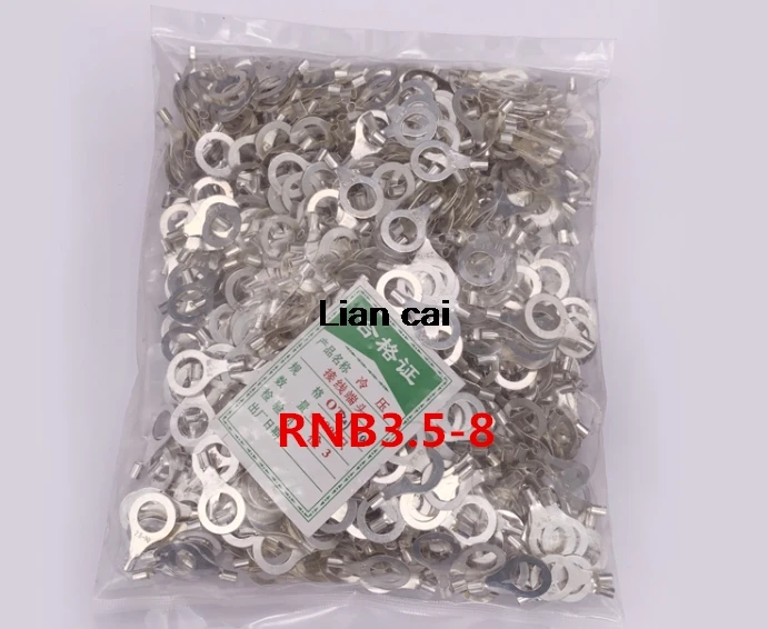 100PCS RNB3.5-8 Non-insulated ring terminal electrical wire crimp naked connector AWG 14-12 | Обустройство дома