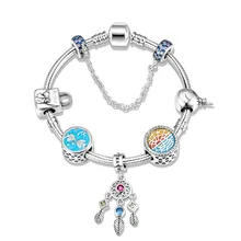 SG 925 Стерлинговое Серебро трендей подвеска Ловец снов океан Шарм Браслеты bangler для женщин Стерлинговое Серебро Ювелирные изделия Подарки