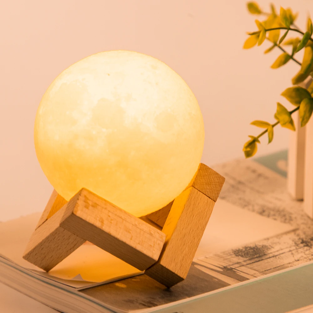 

Dropship 3D Print Moon Lamp 20cm 18cm 15cm Colorful Change Touch USB Led Night Light Home Decor Creative Gift
