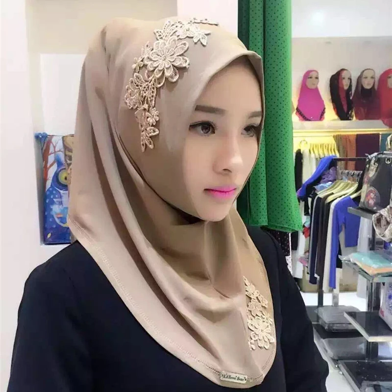 Fbluscluurs мусульманский хиджаб эластичная ткань вышивка Малайзия мгновенный удобный Муслима шаль головной убор шарф Тюрбан повязка на голову