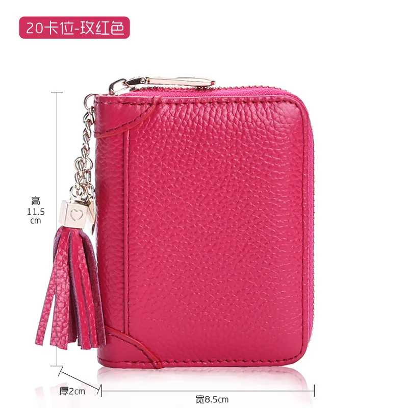 Pink Women Credit ID Card Holder Case Extendable Business Bank Cards Bag Wallet Coin Purse Carteira Mujer Tarjetero - Цвет: 20 Cards Red