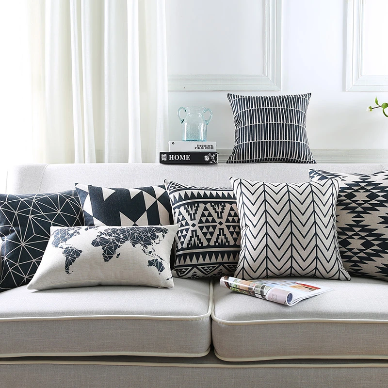 Wholesale Pillow Cover Azect Abstract Geometric Cushion Cover World Map Throw Pillow Home Decor
