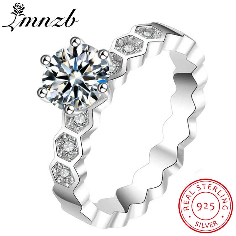 

LMNZB New Design Original 925 Sterling Silver Rings For Women Engagement Wedding Ring Fine Jewelery Size 4 5 6 7 8 9 10 XJZ295