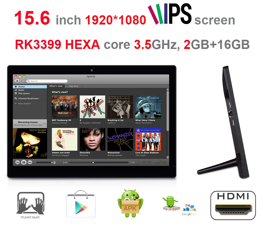 HEXA core 15.6 inch all in one pc-smart kiosk-pos screen (RK3399, 3.5GHz, 2GB ddr2, 16GB NAND, android7.1 nougat,2.4G+5G wifi )