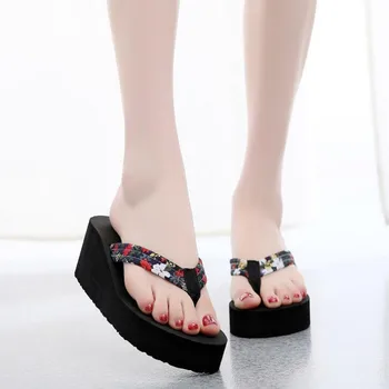 

Summer Beach Print Wedges Slippers Woman Flip Flops Sandals Fashion Platform Slippers Outdoor Casual Slides Student Women Shoes