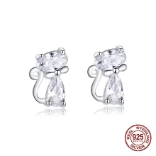 Подлинные серьги-гвоздики из стерлингового серебра 925 пробы для вашей Женщины Роскошные корейские Прозрачные Серьги CZ Ювелирные изделия