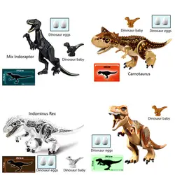 4 шт. Парк Юрского периода Динозавр тираннозавр рекс карнотаурус фигурки строительные блоки действия для Детские модельные игрушки подарок