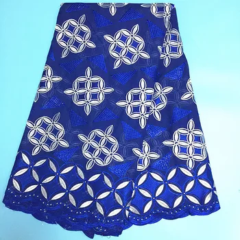 

Royal Blue African Swiss Voile Lace High Quality Embroidered Lace Fabric Swiss Voile Lace In Switzerland For Wedding Dress 5yds