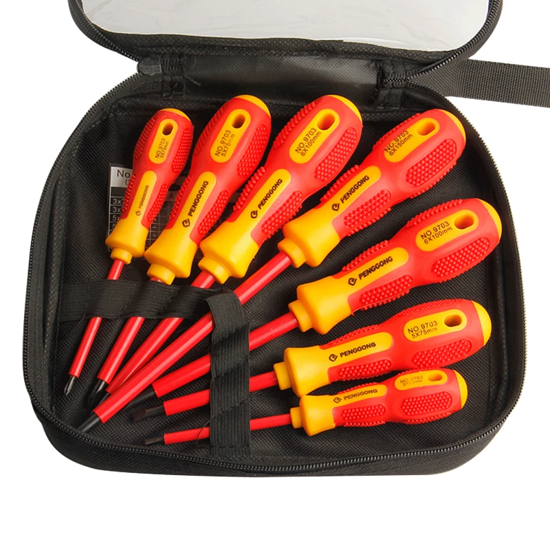 

7pcs Insulated Screwdriver Set Withstand Voltage 1000V Precision Magnetic Phillips Slotted For Electrician Hand Tools