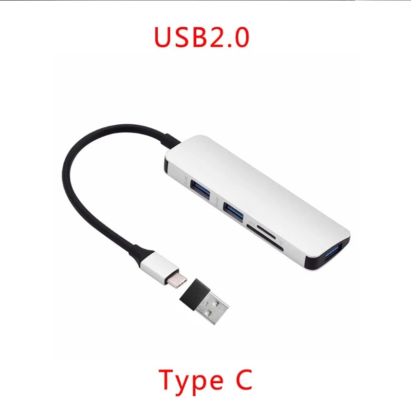 USB + Тип C 5in1 концентратор адаптер 3 USB 3,0 SD/TF Card Reader для Macbook ПК S9 Xiaomi