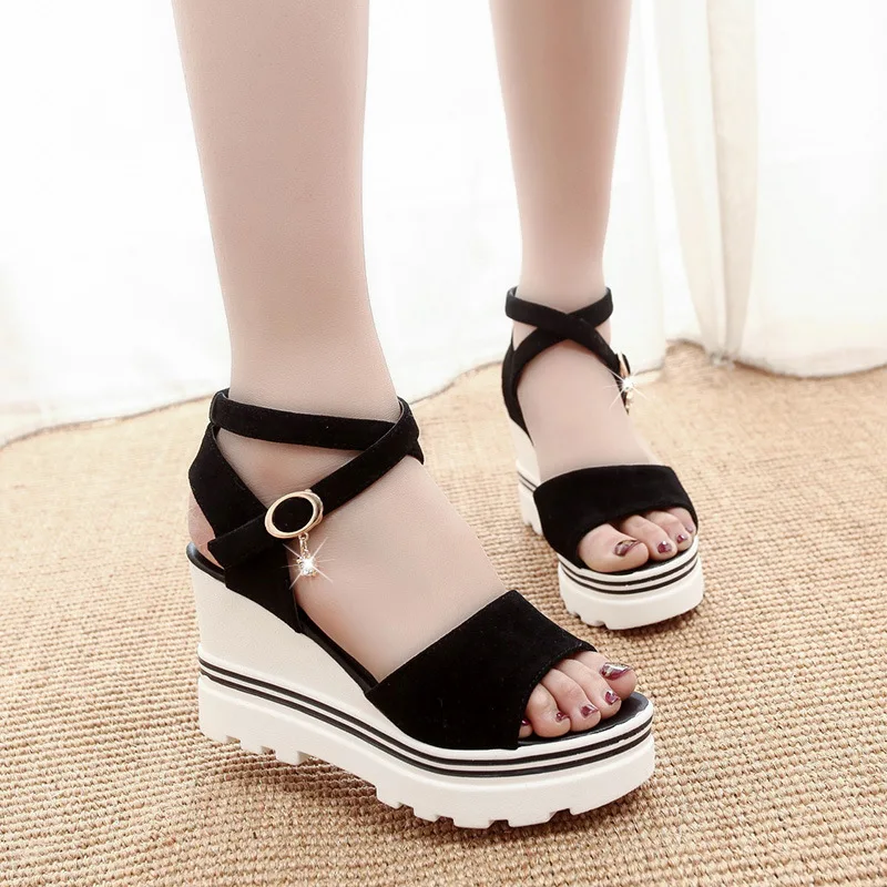 

Thick-soled platform shoes 2018 summer new wild sandals female buckle with Rome women's shoes