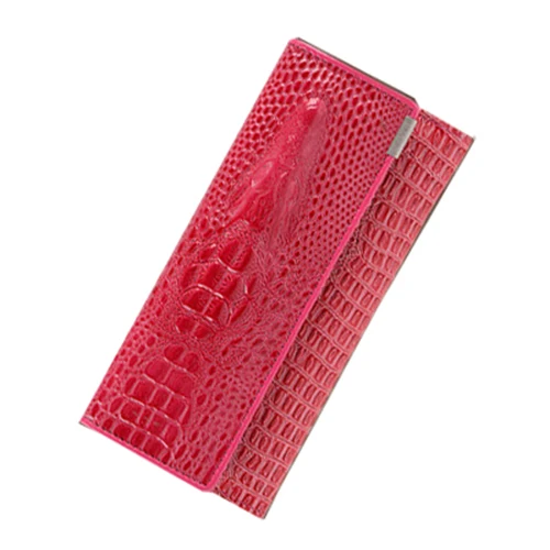 Женский кошелек из искусственной кожи аллигатора, 3 сложения, женский клатч - Цвет: Hot pink