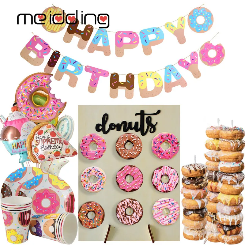 

Donut Party Decoration Supplies Wedding Party Donut Balloons Tableware Birthday Party Event Favors Donut DIY Decor Stand Supply