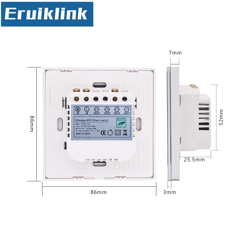 EU/UK Стандартный приложение eWelink дистанционного Управление светильник переключатель, 1/2/3/4, 1 канал, умный дом Wi-Fi настенный сенсорный переключатель