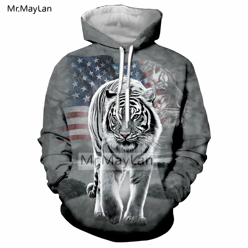 

Animal White Tiger American Flag 3D Print Jacket Women/men Unisex Harajuku Cool Streetwear Hoodie Boy Hood Sweatshirt Tracksuits
