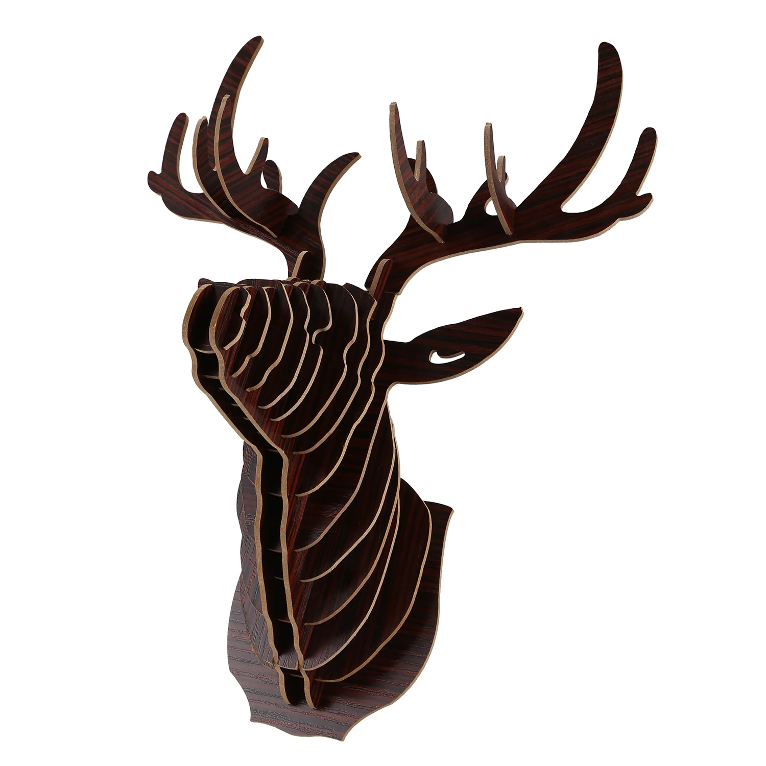 

3D Wood Carving Deer Head Decoration Wall and Hook Door Necklace Hat Key