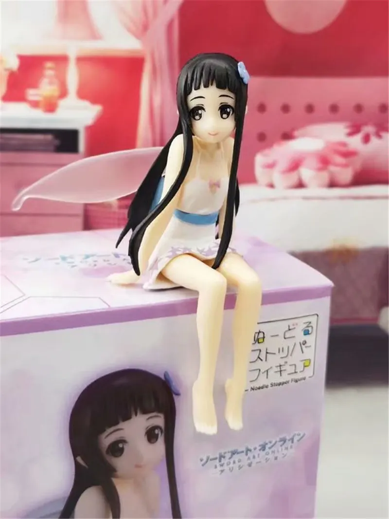 14CM Anime Sword Art Online Figure SAO YUI Sexy Girl Sitting Under World Action Figure Collectible Model Doll Toys Birthday Gift