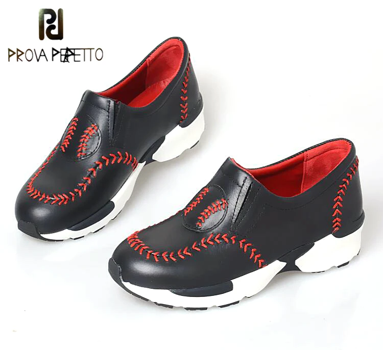 

Prova Perfetto Leisure Style Baseball Sewing Decoration Slip On Thick Bottom Shoes Mixed Color Heighten Shoes For Campus Girls