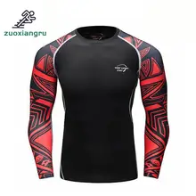 Лето Осень Мужская футболка для бега облегающая, с длинным рукавом Топы И Футболки Мужская компрессионная рубашка для фитнеса быстросохнущая Спортивная футболка