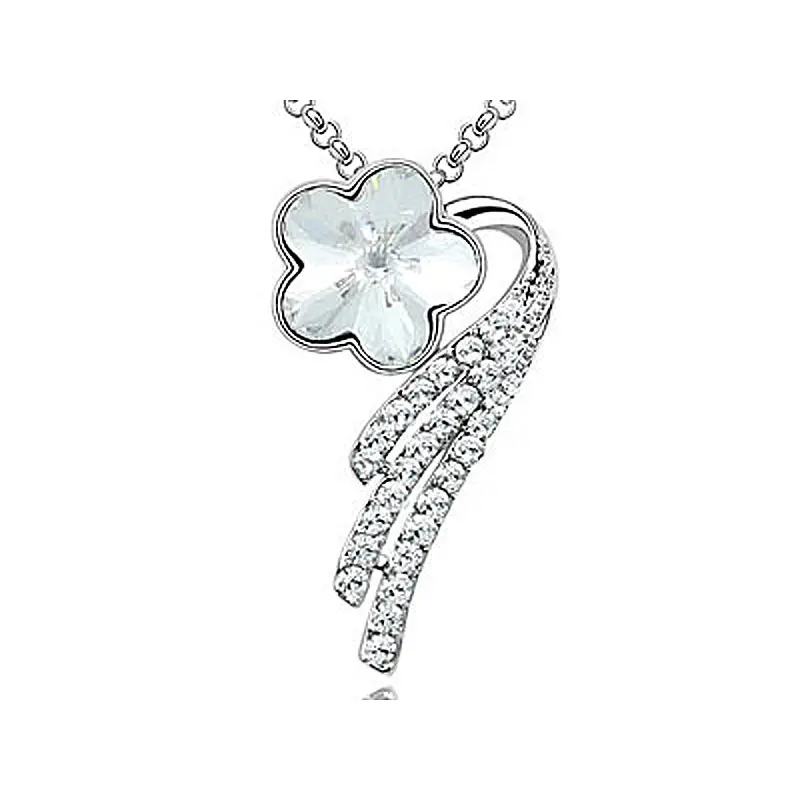 

Peacock Star Aqua Blue, Purple, Pink, Clear White Flower Austrian Crystals Necklace CSN347