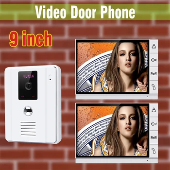 

9 Inch big Screen Wired Video Door Phone Intercom Doorbell System video doorphone visual intercom video Speakerphone 2 Monitors