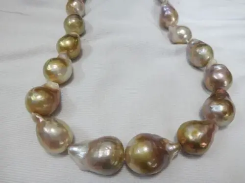 

Miss charm Jew838 HUGE 18MM NATURAL Aus. SOUTH SEA GENUINE GOLD LAVENDER NUCLEAR PEARL NECKLACE