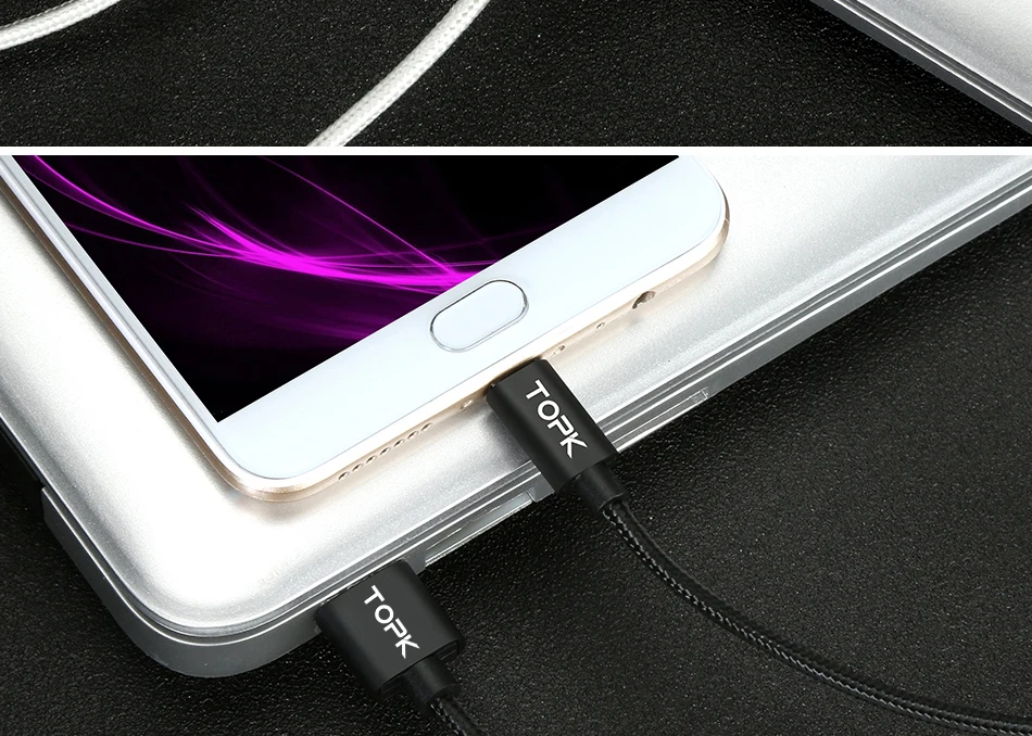 TOPK [3-Pack] Micro USB кабель в нейлоновой оплетке для синхронизации данных и зарядки USB кабель для samsung Xiaomi huawei Microusb Android устройства