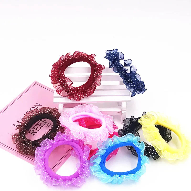 

1Pcs Candy Color Gum For Hair Girls Scrunchy Dot Kids Elastic Hair Bands Headwear Hair Accessories Women Hair rope Rubber Bands