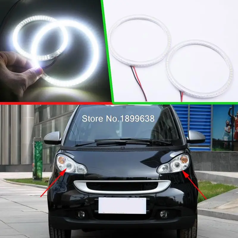 

2pcs Super bright 7000K white 3528 smd led angel eyes halo rings car styling for Smart Fortwo W451 Mk2 2008 2009 2010 2013 2014
