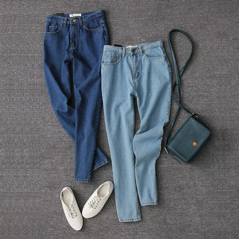 Spring 2019 women pencil denim pants blue high waist jeans woman casual vintage boyfriend mom jeans korean fashion streetwear