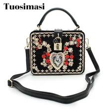 Бархат цветочным узором Горячая распродажа! золото и черный цвет женские сумки Ультрамодный вечерние сумки(C929