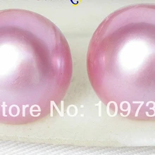 Ry00177 AAA 16 мм настоящее розовый Южного Моря Mabe Жемчуг Серьги 14KGP золото пост