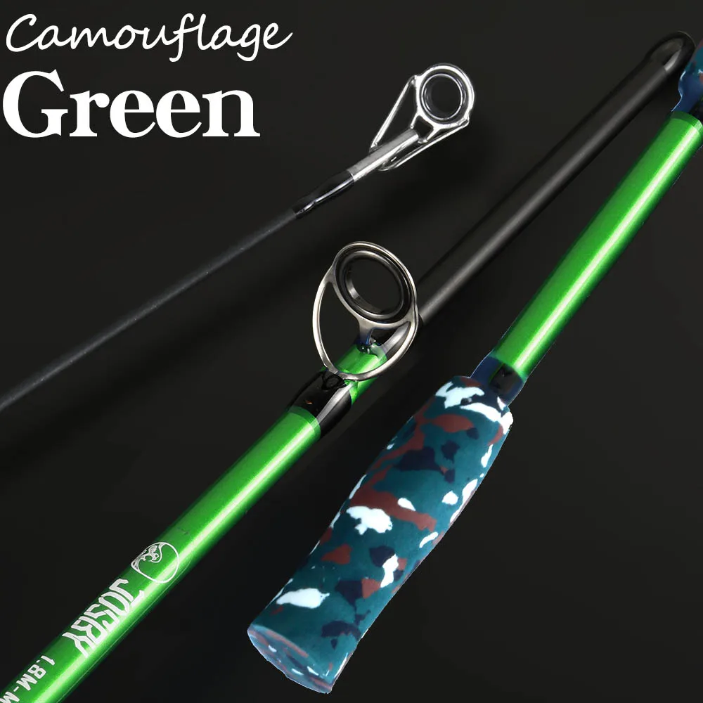 Spinning Casting Hand Lure Fly carp Fishing Rod Pesca Ultralight Portable Carbon Fiber Camouflage Mini Travel Sea Feeder Pole - Цвет: Green