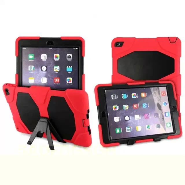 

Heavy Duty Shockproof Protective Hard Case for Apple iPad Air 2 iPad 6 Kids Safe Luxury Stand Silicone Rubber Armor White  Cover