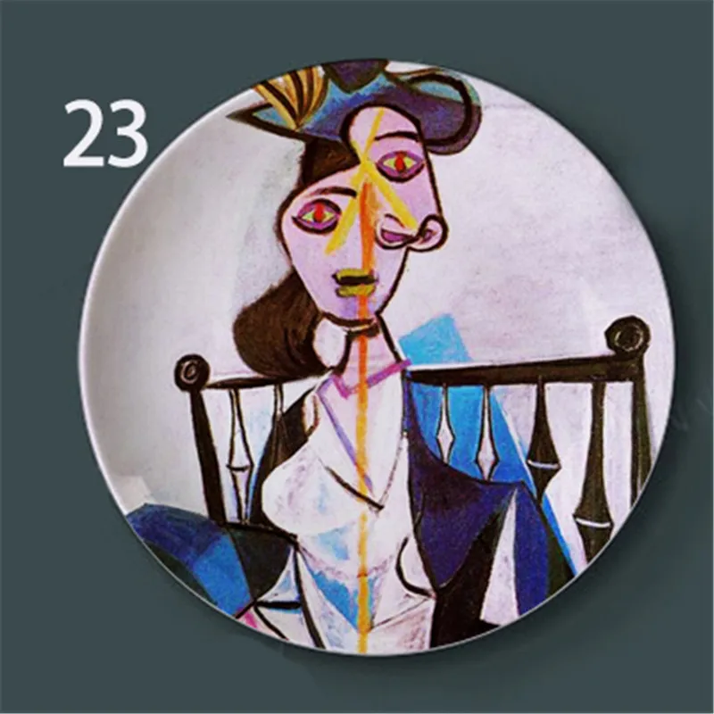 

American Ceramics Hanging Plate Picasso Abstraction Decorative Plates Hangings Personality Coffee Shop Wall Decorations X2182