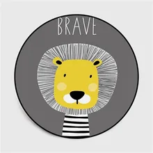 Белый и серый мультфильм Животные Лев круглый Tapete для гостиной спальни ковры домашний декор ковры Дети играть мягкий коврик