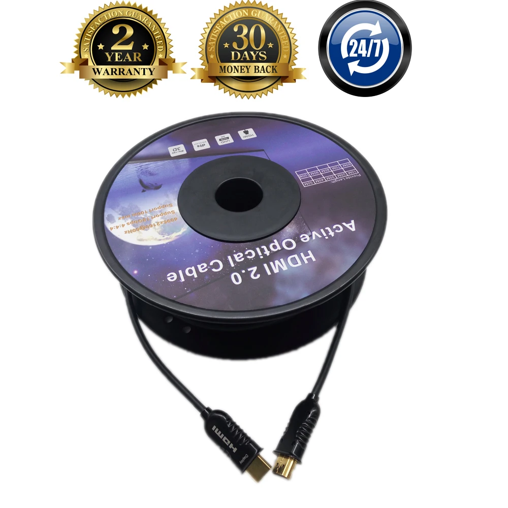 UHD 3D 4K 60Hz 30m 100m HDMI Fiber Optic AOC HDR Extension Cable HDMI 2 0