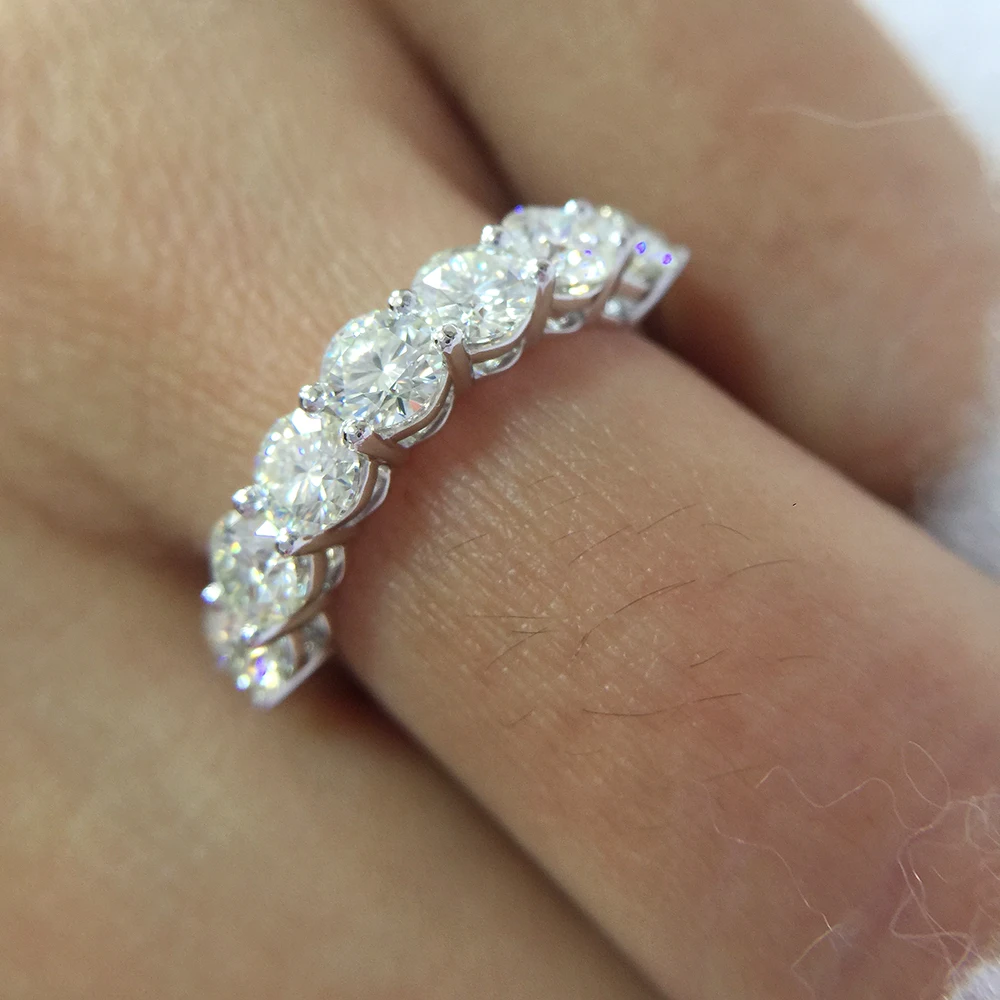 Moissanite Lab Grown Diamond Band Ring Sterling Silver for Women